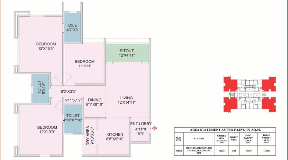 SK-Fortune-Revanta-3BHK-1149sqft-unit-plan